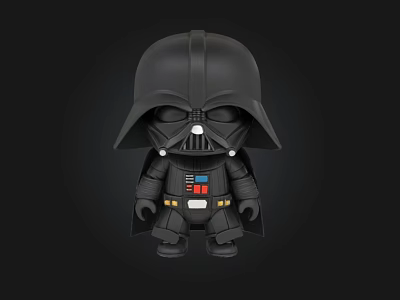 Cute Darth Vader Toy Figure With Black Helmet And Detailed Chest Armor 3d model
