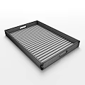 Wooden Tray With Striped Design And Handles For Household Daily Use
