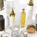 Luxurious Perfume Cosmetics Display With Fragrance Bottles Lipsticks And Beauty Products