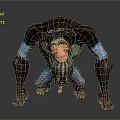 Ape like Game Movie Character With Dark Blue Fur Red Face Yellow Teeth And Beard