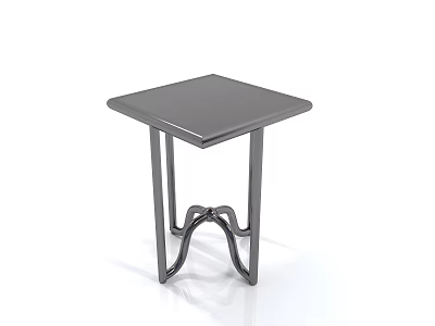 Modern Bedside Table Featuring Square Top and Unique Metal Leg Design 3d model