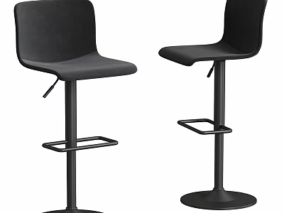 Black Modern Bar Stools With Stylish Design And Sturdy Metal Base 3d model