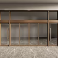 Modern Glass Entrance Door With Brass Frame And Sleek Handles In Lobby Area