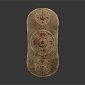 Golden Medieval Shield With Red Gemstones And Intricate Decorative Patterns