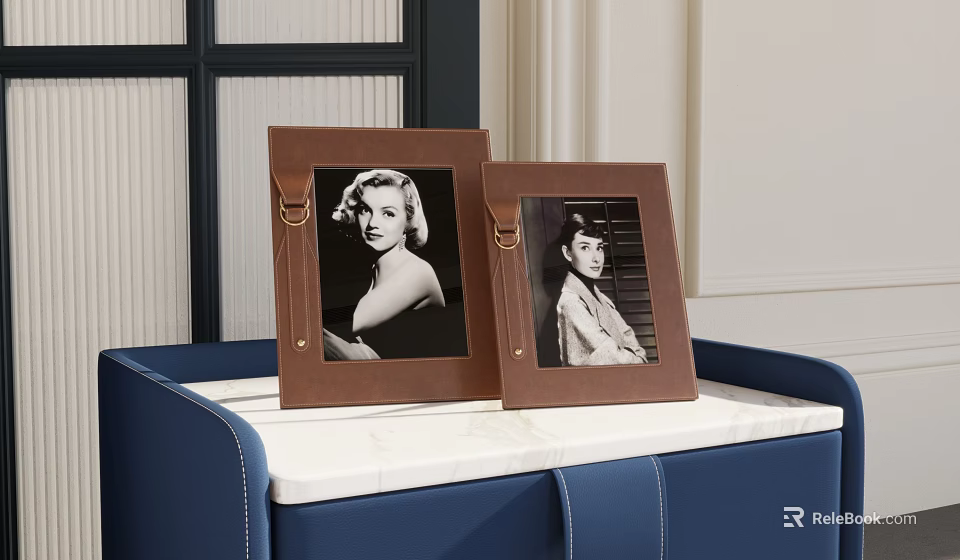 Brown Photo Frames With Black And White Photos For Interior Decor 3d model 
