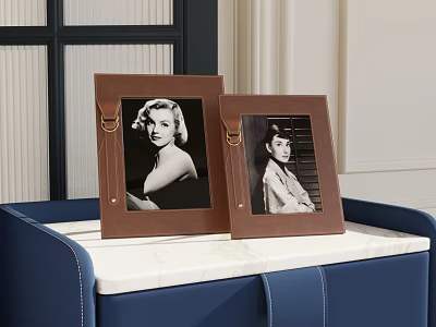 Brown Photo Frames With Black And White Photos For Interior Decor 3d model