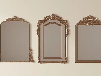 French Retro Makeup Mirror Wall Hanging Carved Mirror Dressing Mirror Porch Fireplace Decorative Mirror 3d model