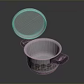 Aluminum Cooking Pot With Open Lid Black Handles And Patterned Exterior