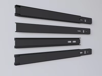 Black Metal Drawer Slides Set of Four Furniture Hardware Smooth Glide 3d model