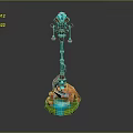 3D Model Fantasy Weapon With Blue Glowing Top Red Black Structure And Green Blue Base