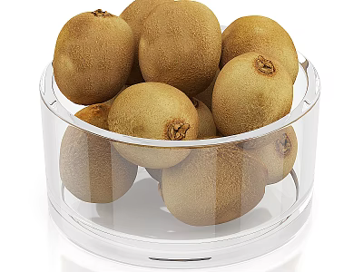 Ripe Kiwis in Transparent Round Container Filled with Fresh Fruits 3d model