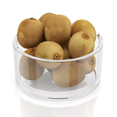 Ripe Kiwis in Transparent Round Container Filled with Fresh Fruits 3d model
