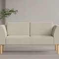 Light Gray Fabric Two Seater Sofa With Wooden Legs And Modern Minimalist Design