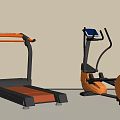Modern Sports Equipment Orange Black Treadmill Elliptical Trainer Display Screens Home Gym