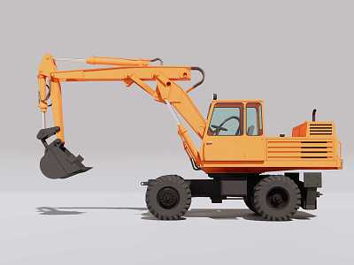 wheeled excavator 3d model