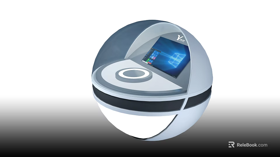 Smart Spherical Device With Display Screen And Modern Interface Design 3d model