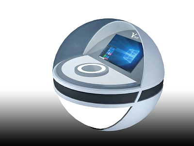 Smart Spherical Device With Display Screen And Modern Interface Design 3d model