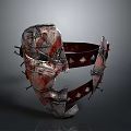 Intricate Medieval Style Metal Weapon Gauntlet With Sharp Spikes And Bloodstains Details
