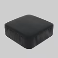 Square Black Leather Shoe Bench With Vertical Striped Sides For Home Entryway 3d model