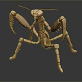 Low Poly Copper Mantis 3D Model With Shiny Metallic Texture And Reflective Surface 3d model