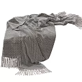 Soft Gray Woven Blanket with Tassel Fringe Edge and Cozy Texture