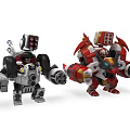 Smart Robots With Black Gray Red White Mechanical Arms Cannons And Head Design 3d model