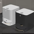 Two White And Black Robotic Vacuum Cleaners On Indoor Floor For Smart Home