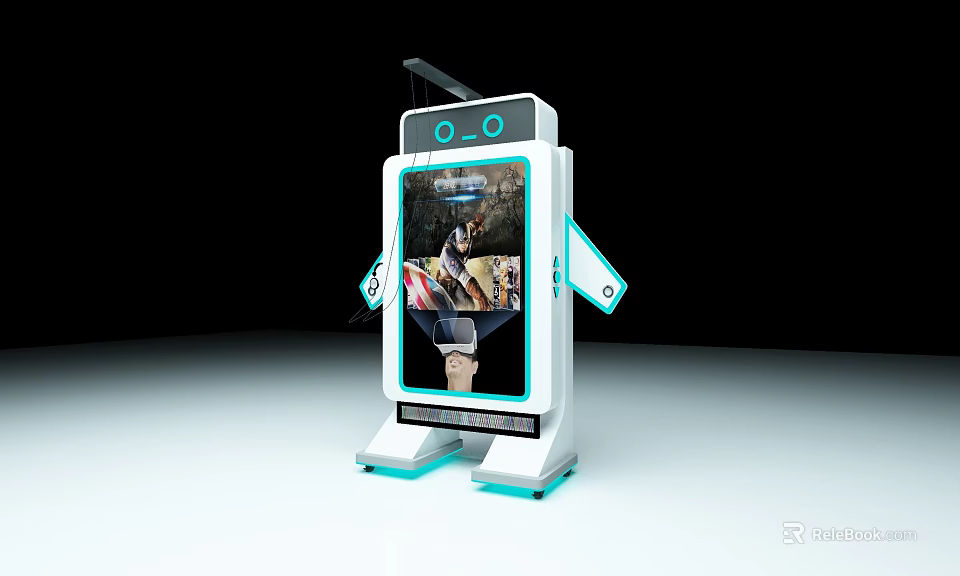 Modern Interactive Kiosk With Digital Display And White Blue Touchscreen Interface 3d model 