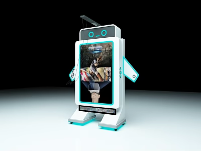 Modern Interactive Kiosk With Digital Display And White Blue Touchscreen Interface 3d model