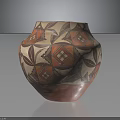 Handcrafted Traditional Ceramic Vase With Intricate Geometric Patterns in Brown Red and White