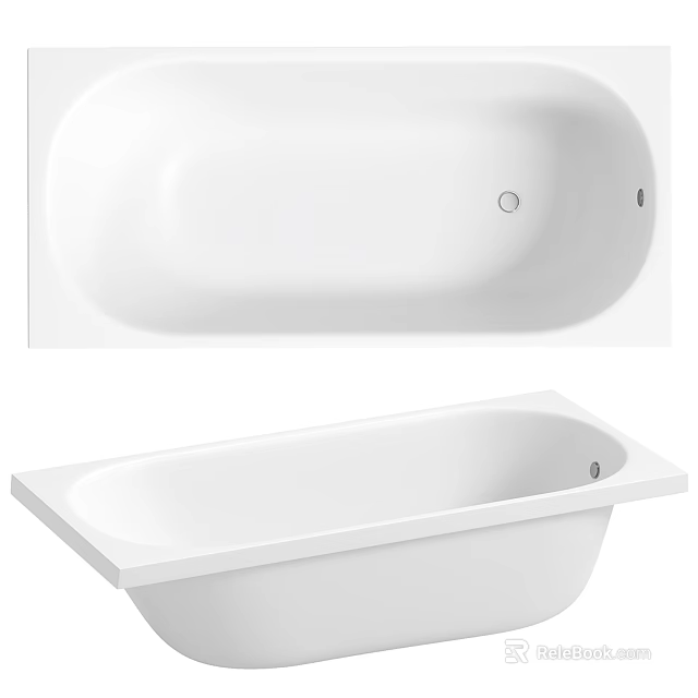 Modern White Freestanding Bathtub With Sleek Design And Clean Lines 3d model 