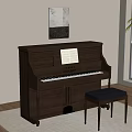 Elegant Yamaha Piano With Stool And Wall Artwork In Room With Green Plants