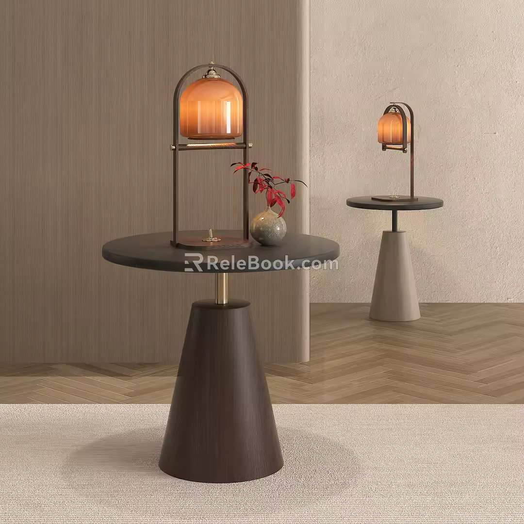 Antique Table Lamp Modern Round Table Round Table Lamp Retro Table Lamp Modern Table Lamp Side Carpet 3d model