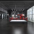 Indoor Boxing Training Space With Red Roped Ring And Modern Industrial Design