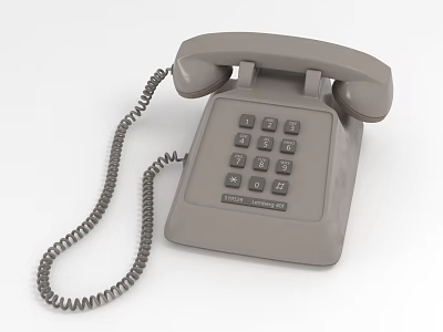 Vintage Gray Landline Phone With Coiled Cord And Number Keypad Design 3d model