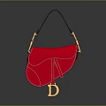 Stylish Red Handbag with Golden Hardware and D Shaped Buckle