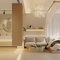 Cozy Modern Apartment Bedroom With Sofa Bed Chandelier And Mirror
