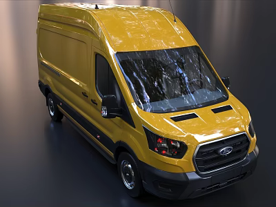Yellow High Roof Cargo Van With Sleek Front Grille And Large Windshield 3d model