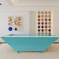 Indoor Sports Equipment with Blue Table Tennis Table and Wall Mounted Colorful Ball Racks