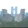 Aerial Planning of Modern Urban City With Tall Buildings Greenery and Road Networks