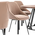 Modern Round Wooden Table And Upholstered Chairs Set With Metal Legs And Multi Color Design