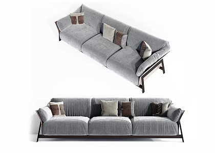 Modern Three-Seat Sofa Combination 3d model