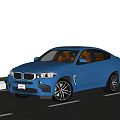 Blue Sporty SUV With Sleek Design And Orange Interior In Outdoor Road Setting