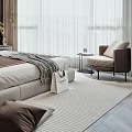 Modern Bedroom Interior Design With Dark Walls Light Bed Curtains And Area Rug