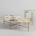 Modern Luxury Sofa Coffee Table Set With Marble Top And Brass Metal Frame