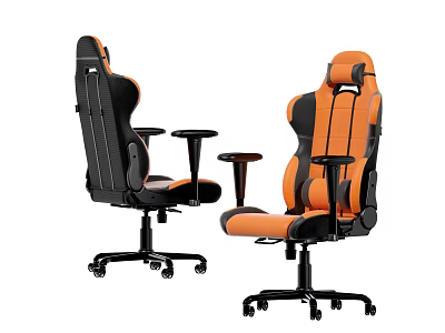 Ergonomic Black and Orange Office Chair With Wheeled Base Adjustable Armrests And Reclining Backrest 3d model