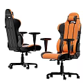 Ergonomic Black and Orange Office Chair With Wheeled Base Adjustable Armrests And Reclining Backrest