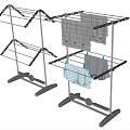 Metal Clothes Drying Rack With Multi Layer Structure And Hanging Clothes Design 3d model