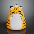Adorable Yellow Tiger Plush Toy With Black Stripes And Cute Face