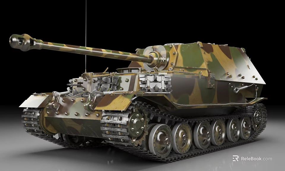 Detailed 3D Military Tank Model With Camouflage Paint Tracks And Cannon 3d model 